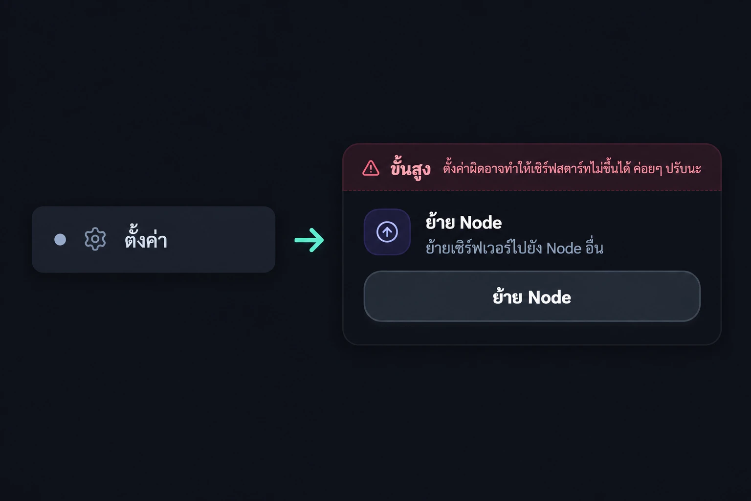 เปิดตั้งค่า แล้วกด “ย้าย Node”